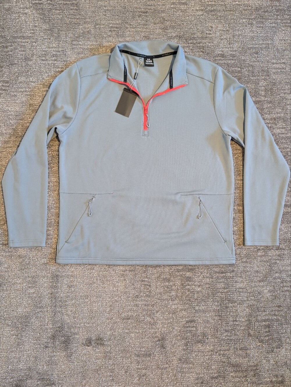 NWT Under Armour Gray Coral 1/4 Zip Fusion Fleece Pullover Golf Jacket - Large
